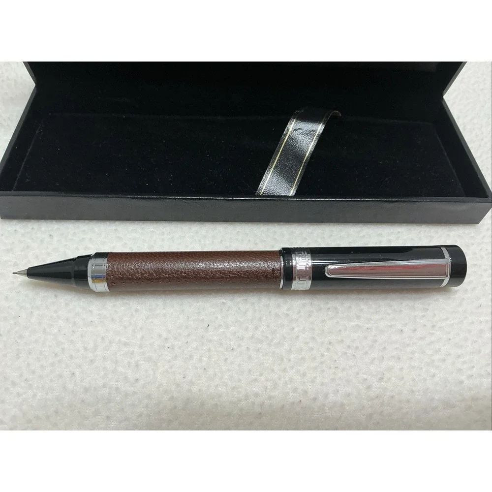BOMBAY BROWN LEATHER WRAPPED BLACK ENAMEL Led Pencil IN BOX NOS